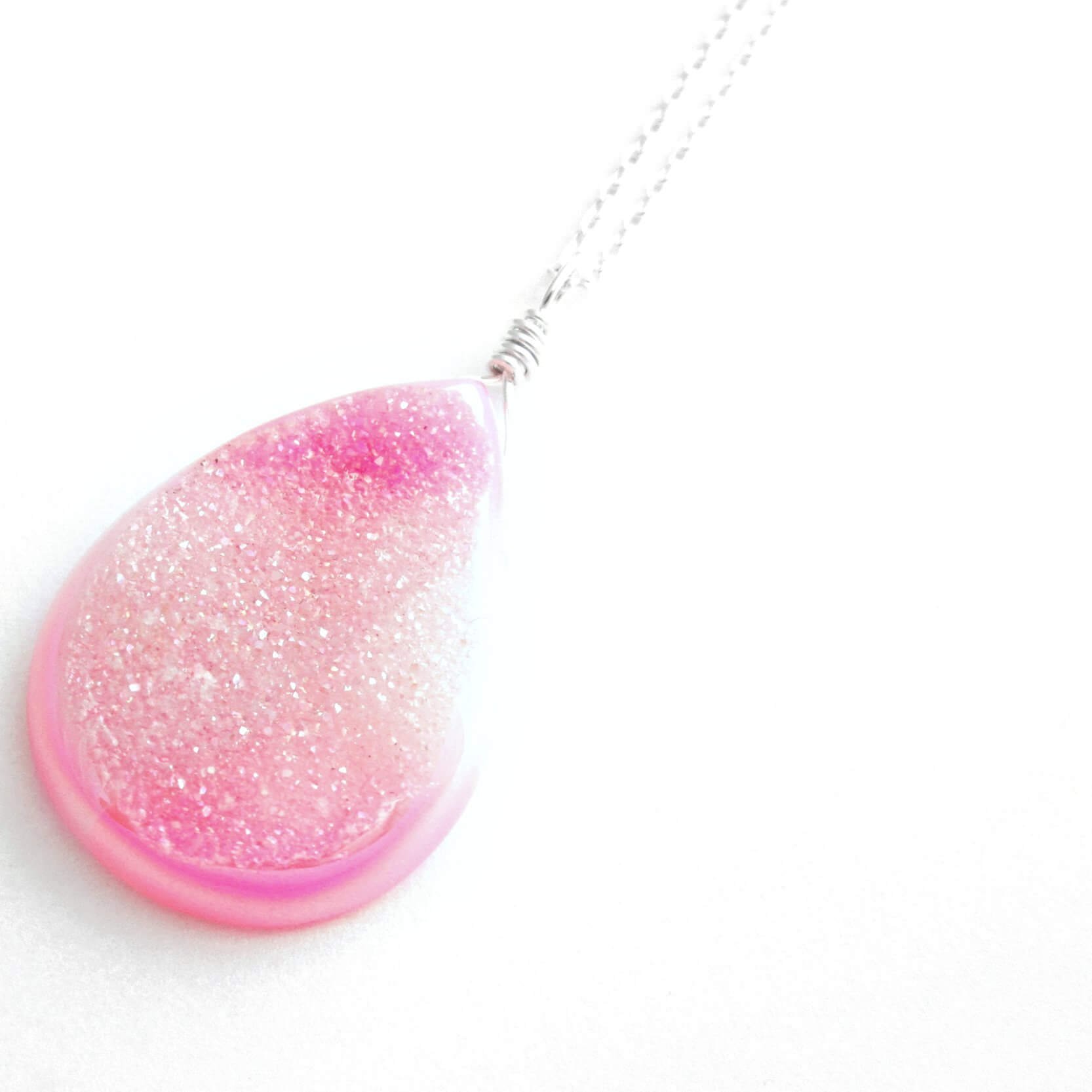 Pink 2025 druzy necklace